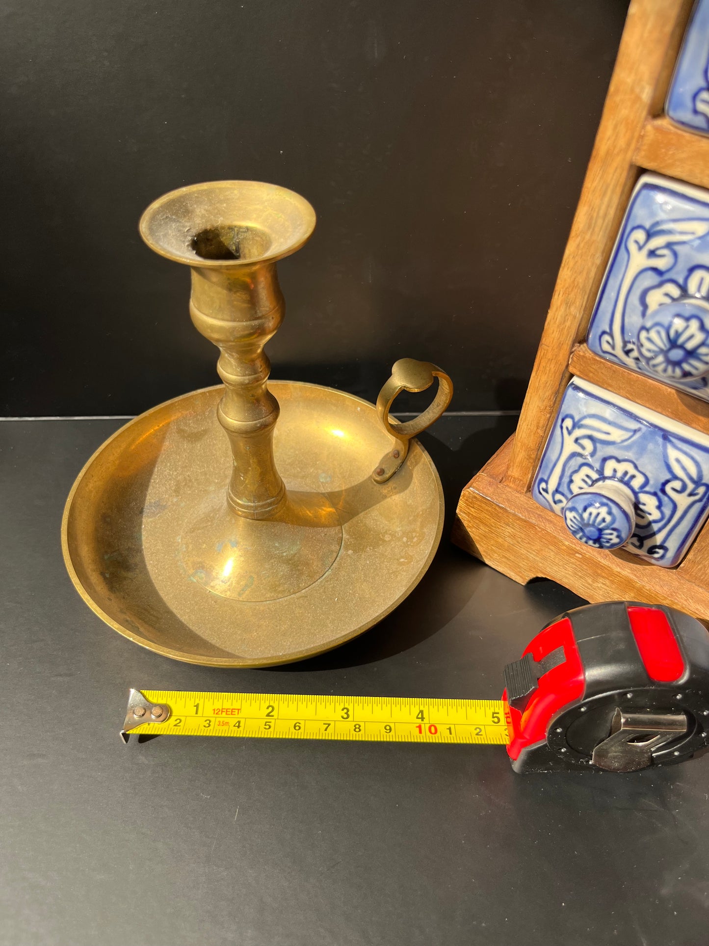 Large Vintage Brass Chamberstick Candle Holder – Old World Style with Handle