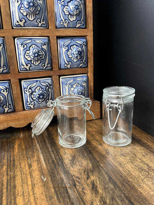 Mini Glass Storage Jars w/Clasps