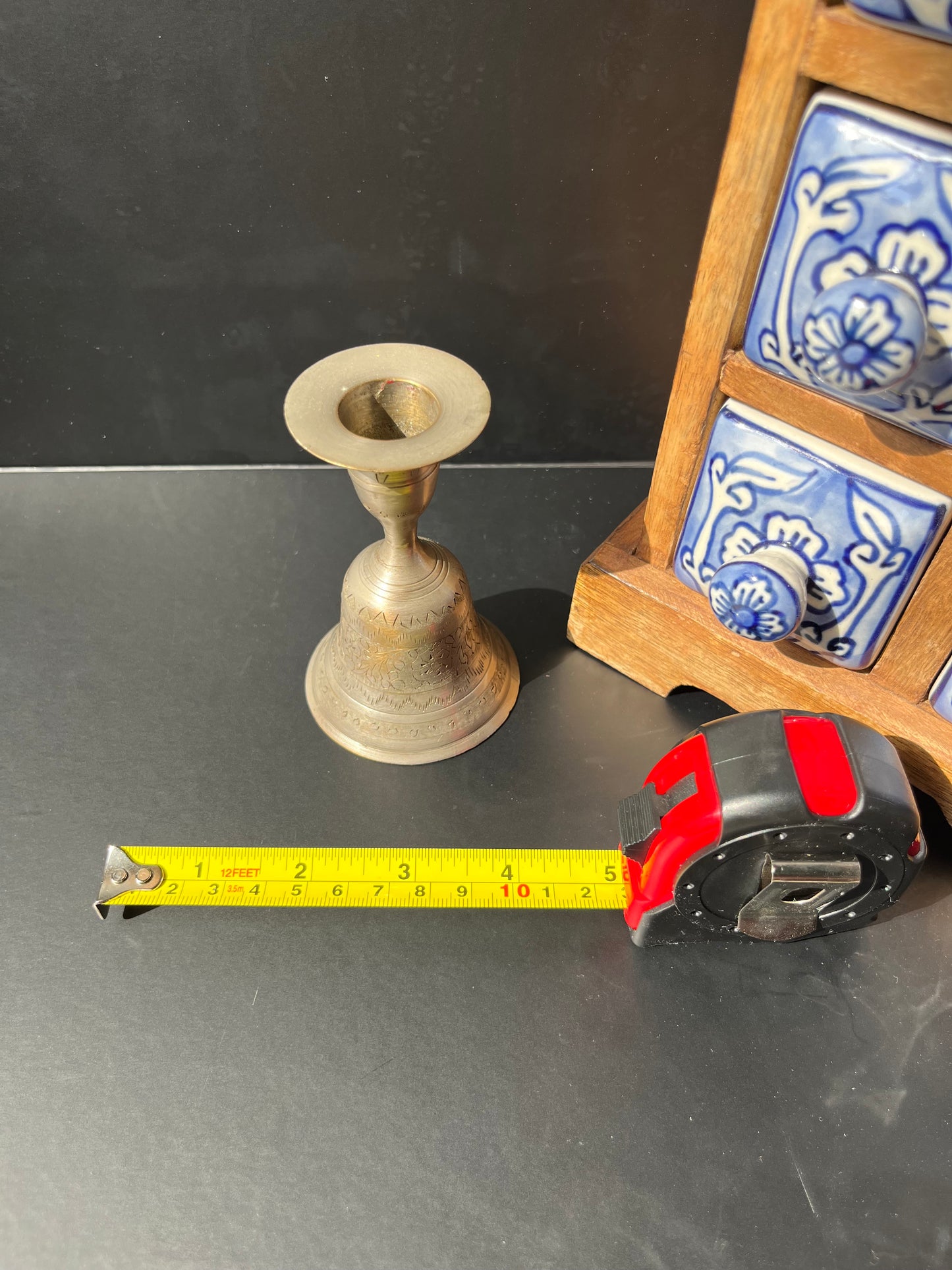 Silver Colored Etched Bell with Taper Candle Holder – Unique Dual-Purpose Decor