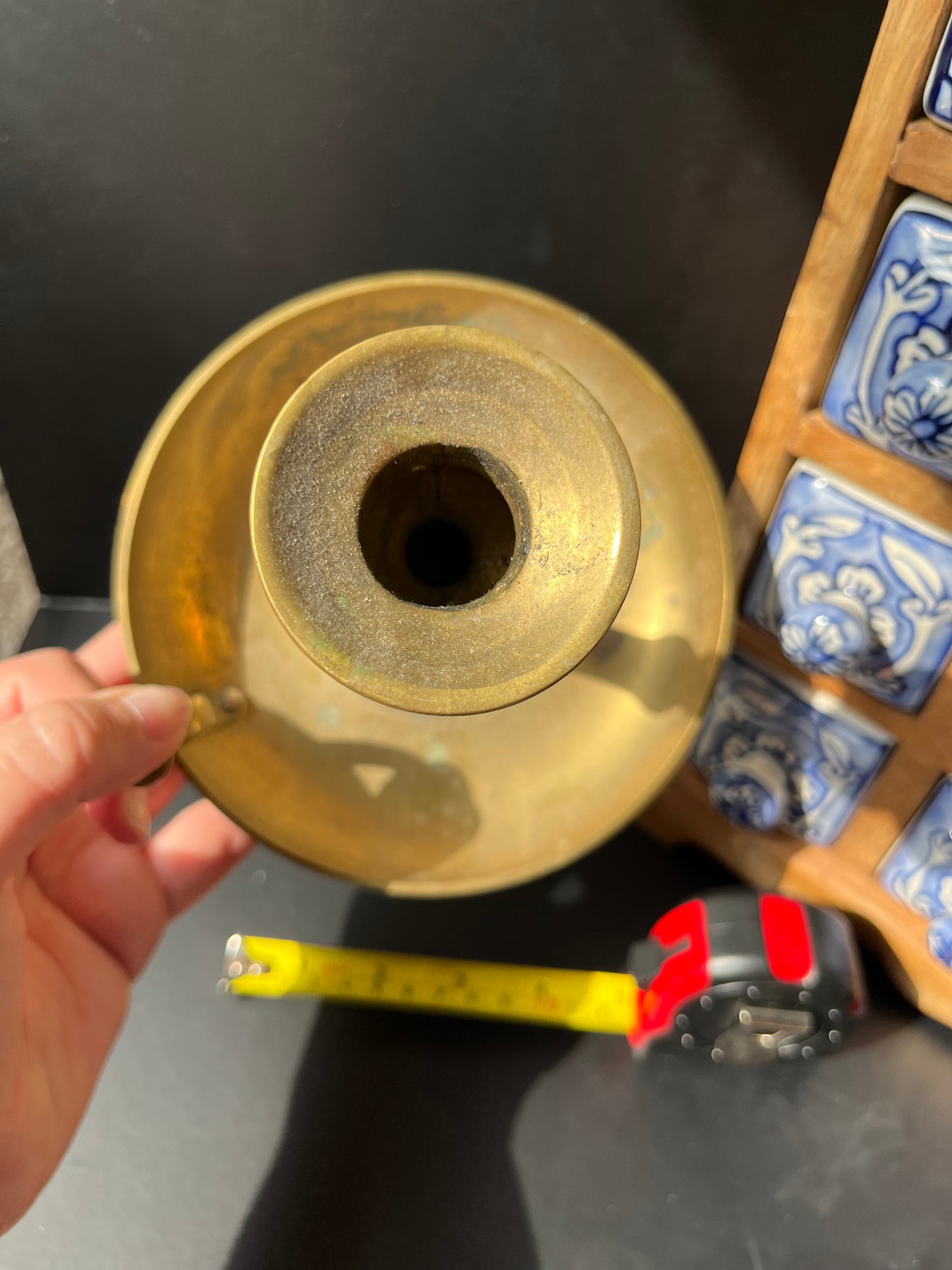 Large Vintage Brass Chamberstick Candle Holder – Old World Style with Handle